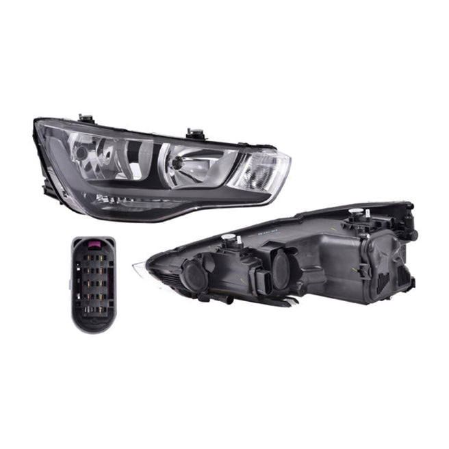 Faro Derecho para Audi A1 2011-2015 Halógeno Sin foco Con motor Fondo negro Eléctrico