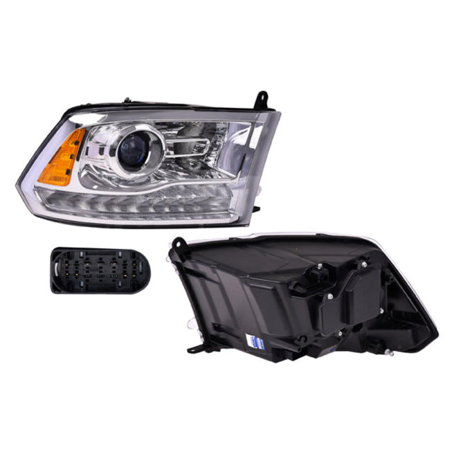 Faro Dg Ram C/Lupa Fondo Cromado C/Foco Hb3 Depo Der P/ Dodge Ram 2016-2019