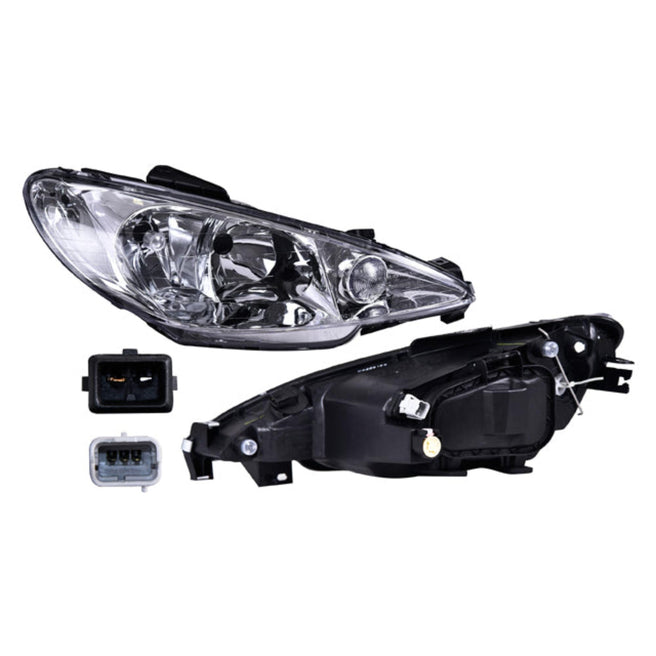 Faro Pg 206 03-09 Doble As Liso S/Foco Depo Der P/ Peugeot 206 2003-2009