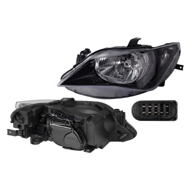 Faro Izquierdo para Seat Ibiza 2013-2017 Halógeno Sin foco Sin motor Fondo negro Eléctrico