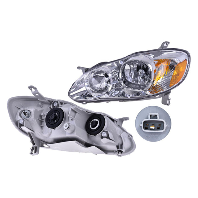 Faro Ty Corolla 05-08 Fondo Cromado S/Foco Depo Izq P/ Toyota Corolla 2005-2008