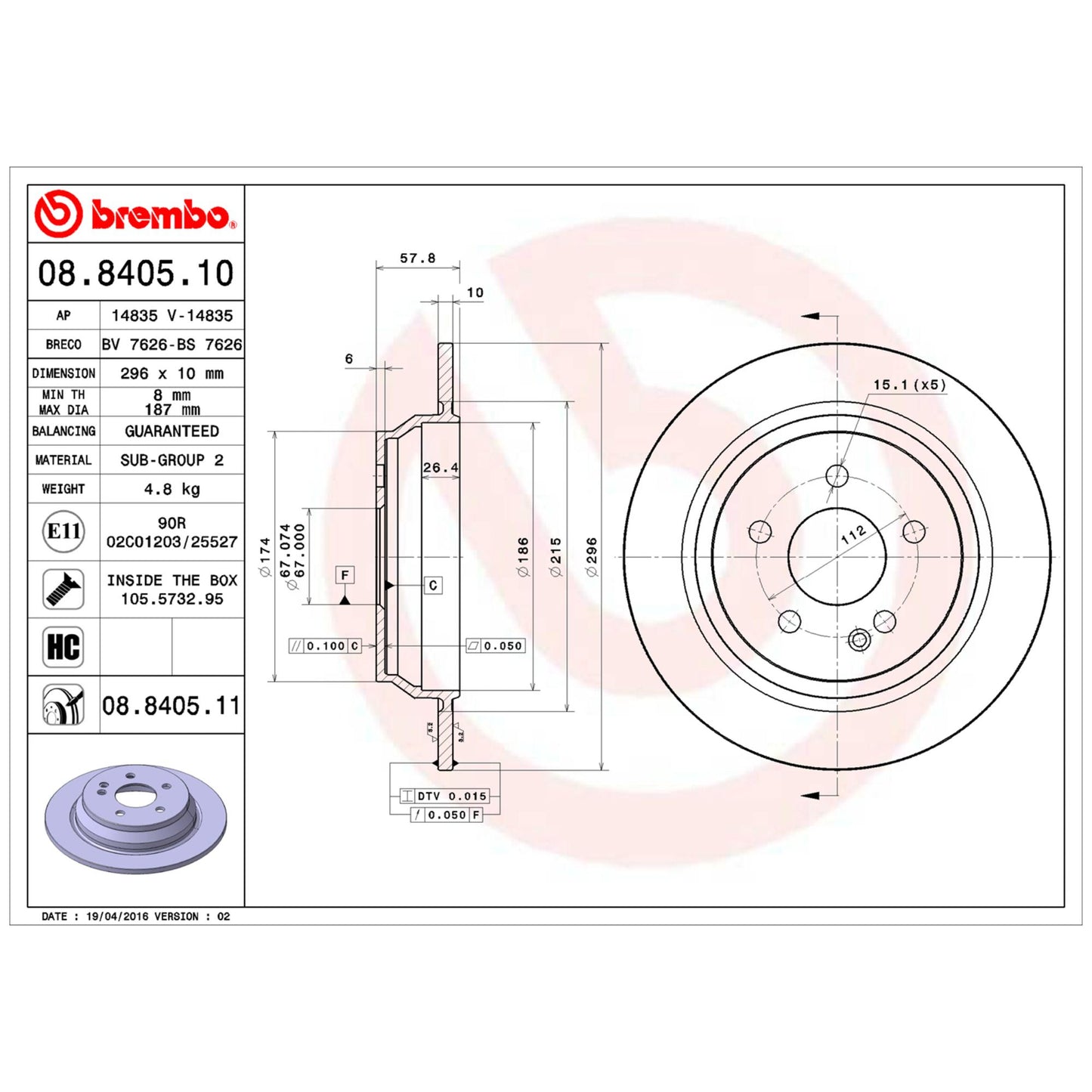 Disco De Freno Trasero Para Mercedes-Benz Vito 2009-2013