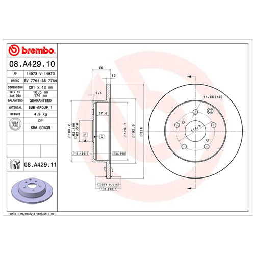 Disco De Freno Trasero Para Toyota Rav4 2006-2018