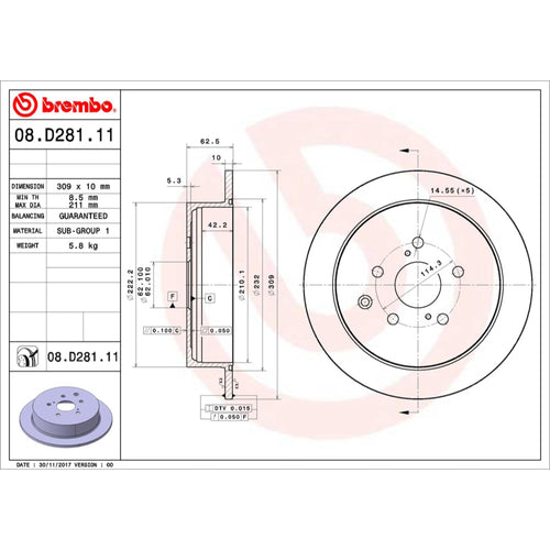 Disco De Freno Trasero Para Toyota Sienna 2011-2019