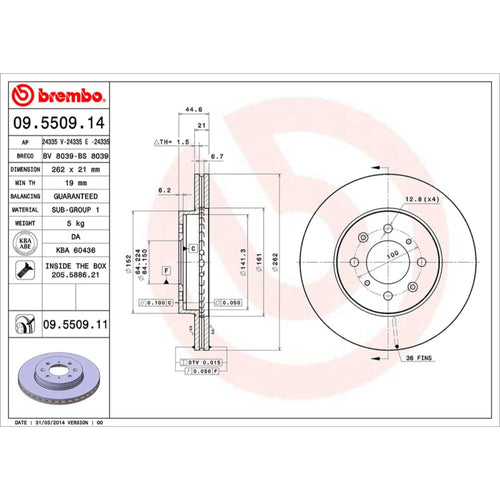 Disco De Freno Delantero Para Honda Civic 1990-2005
