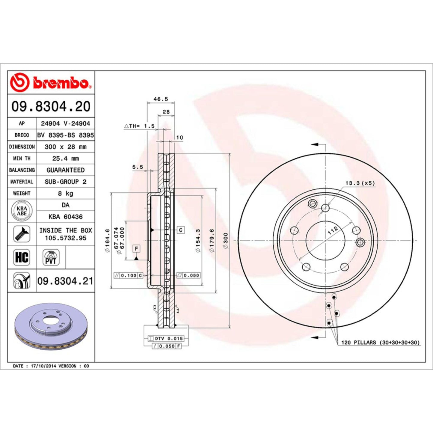 Disco De Freno Delantero Para Mercedes-Benz Clk320 2004-2005