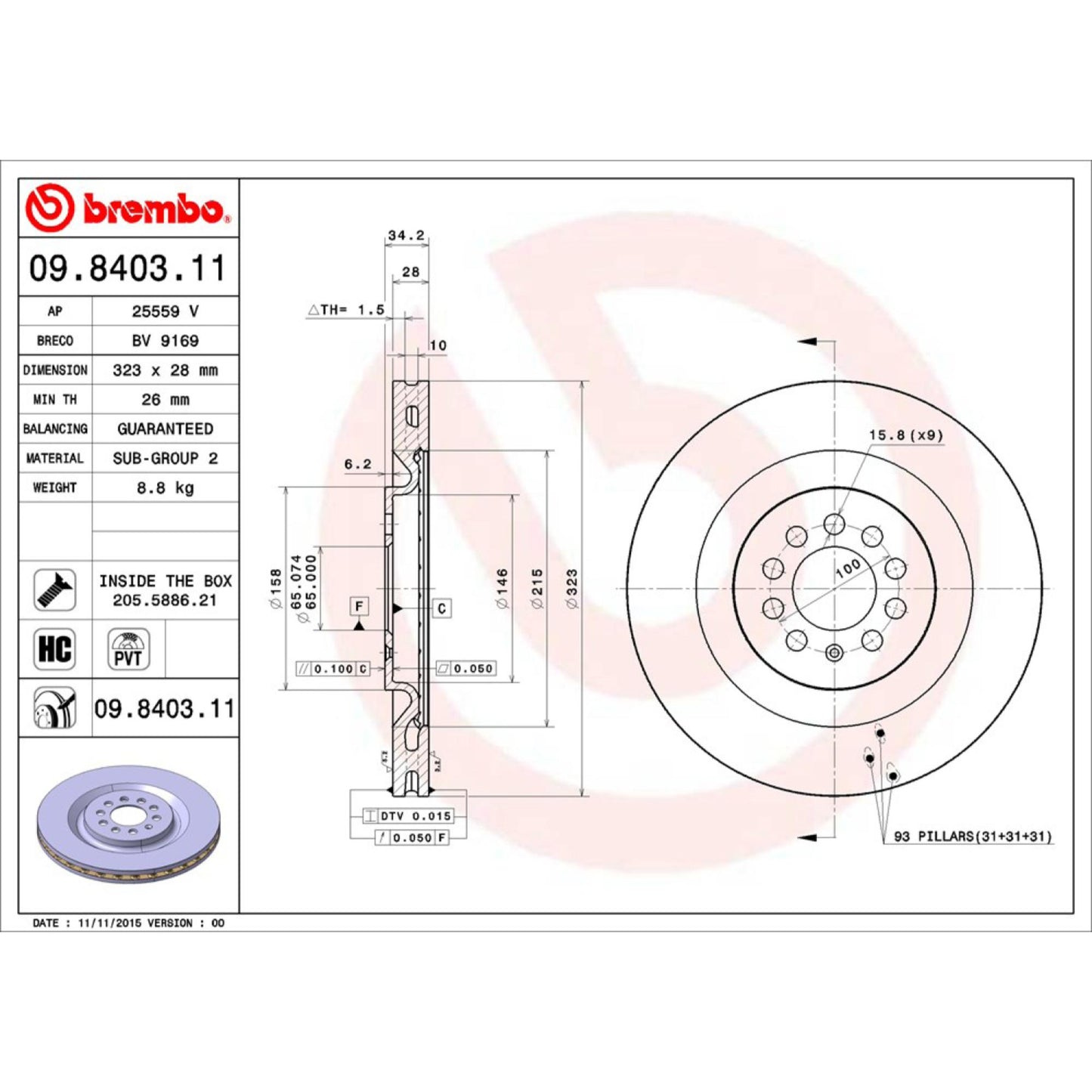 Disco De Freno Delantero Para Seat Leon 2003-2006