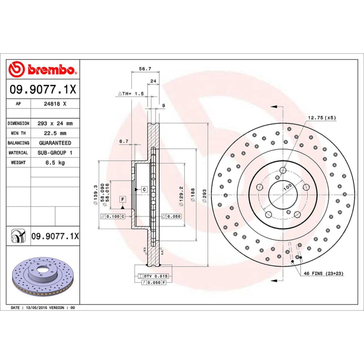 Disco De Freno Delantero Para Subaru Forester 2003-2008