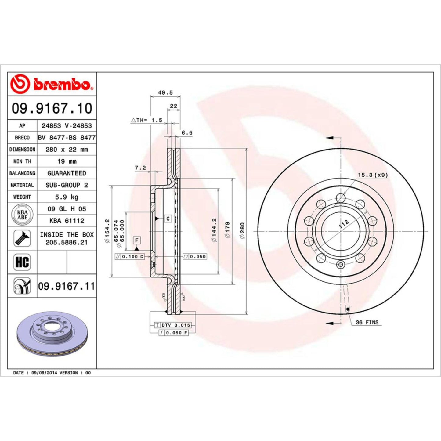 Disco De Freno Delantero Para Audi A3 2008-2013