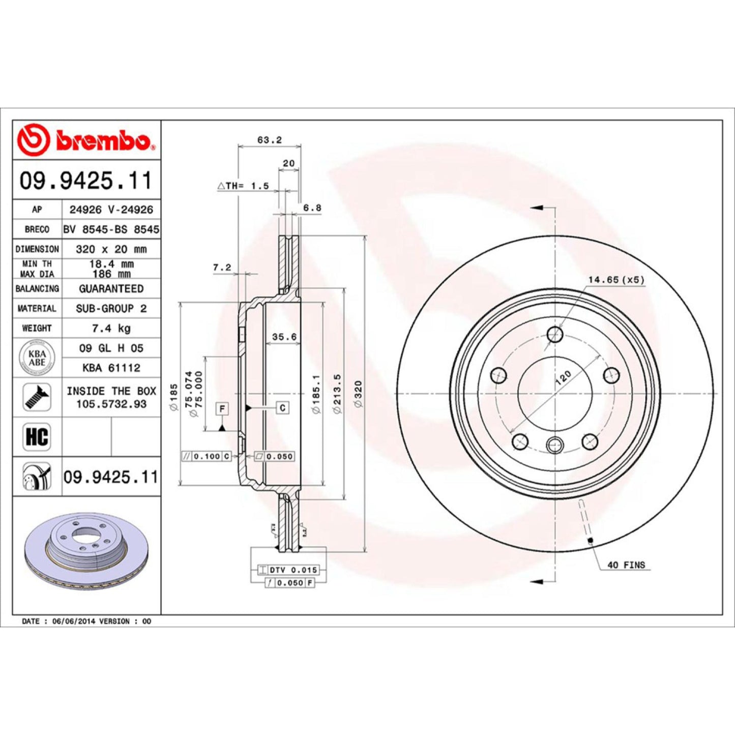 Disco De Freno Trasero Para Bmw 530I 2004-2007