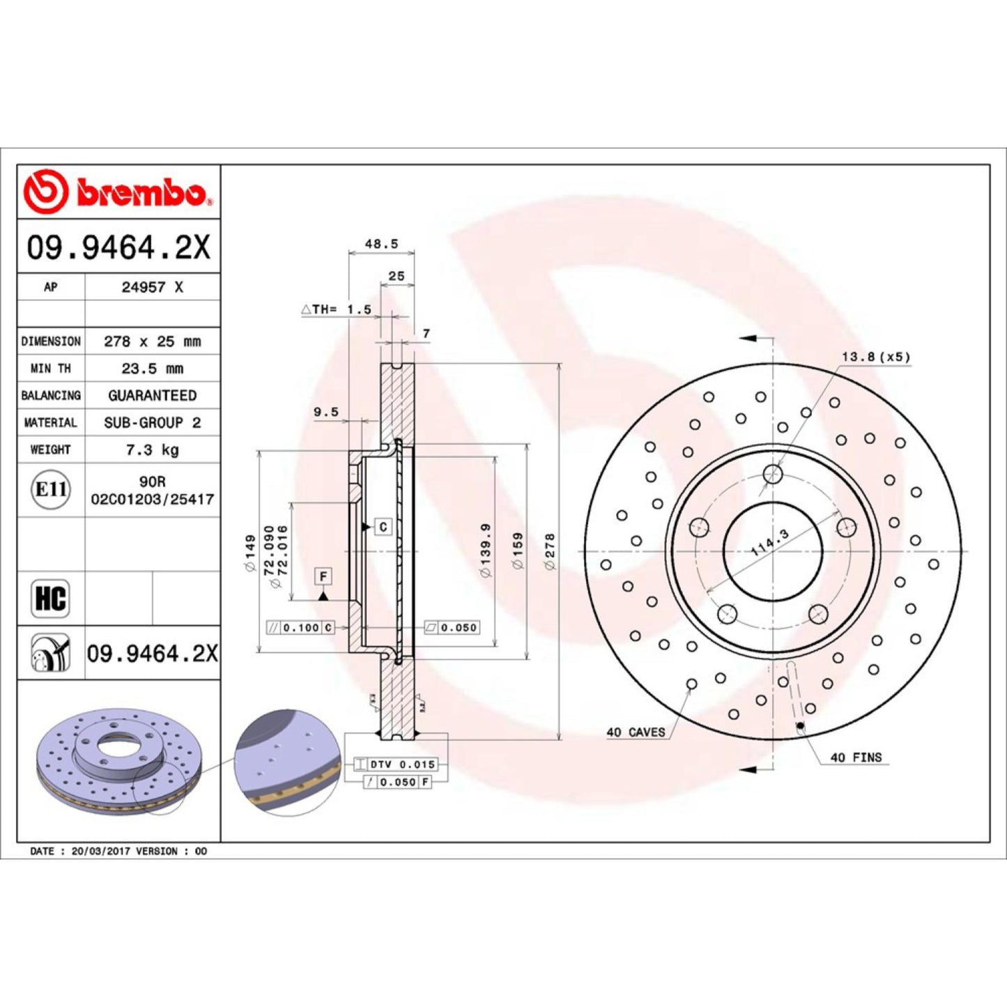 Disco De Freno Delantero Para Mazda 3 2004-2013