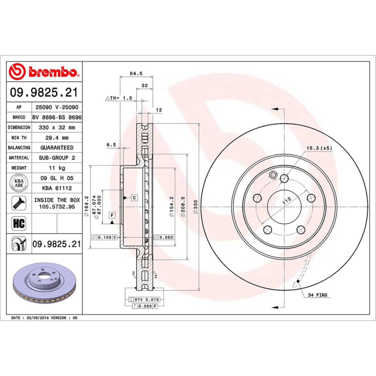 Disco De Freno Delantero Para Mercedes-Benz Cls500 2006-2006