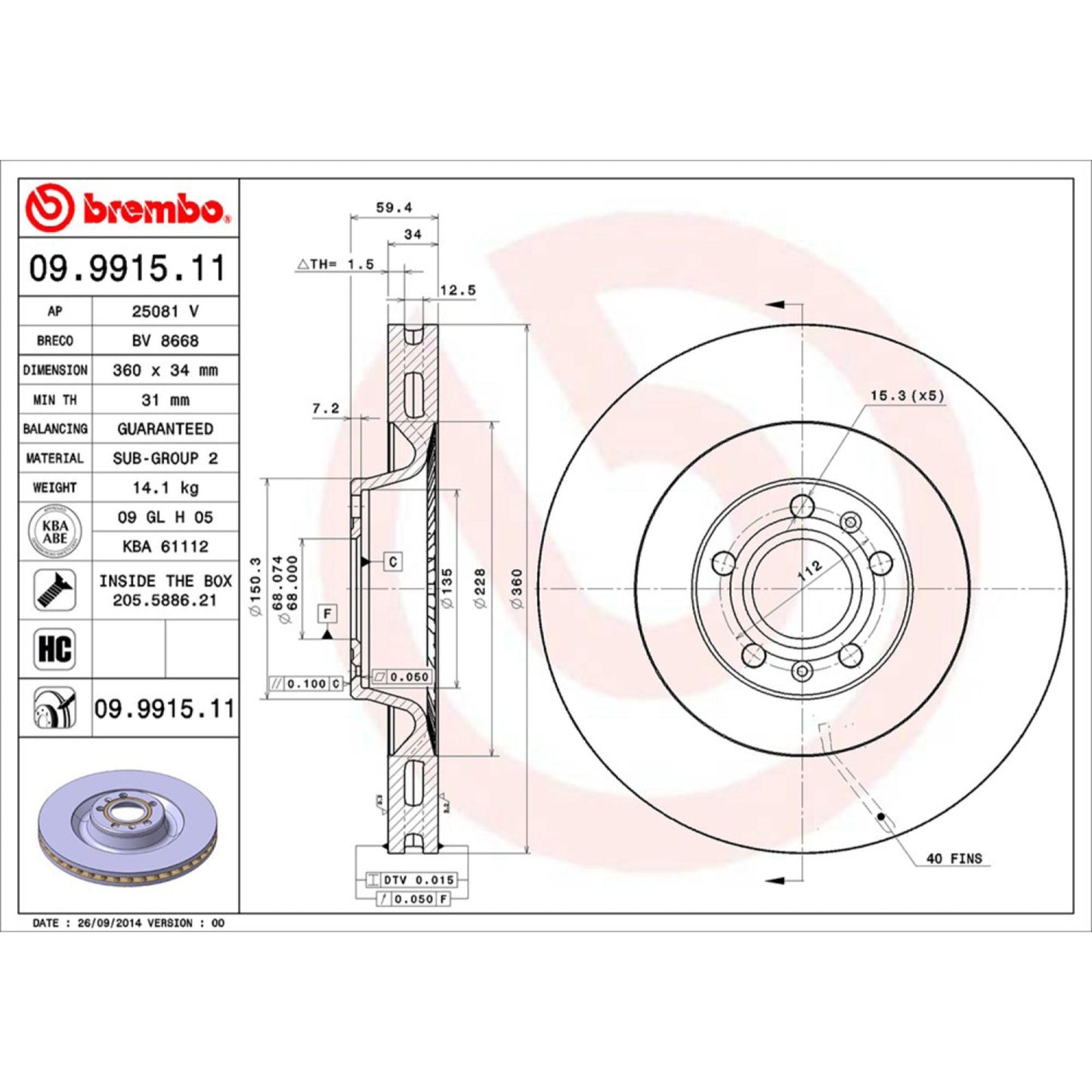 Disco De Freno Delantero Para Audi S8 2007-2007