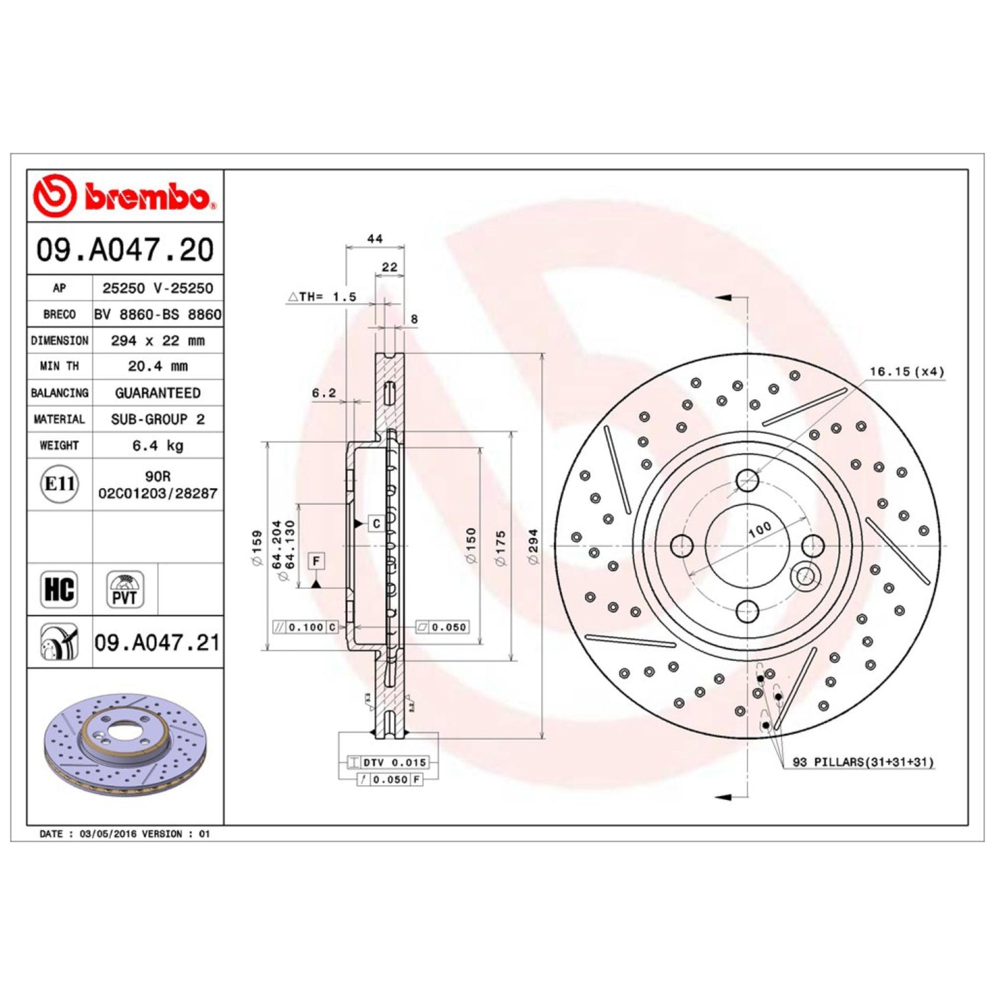 Disco De Freno Delantero Para Mini Cooper 2006-2015
