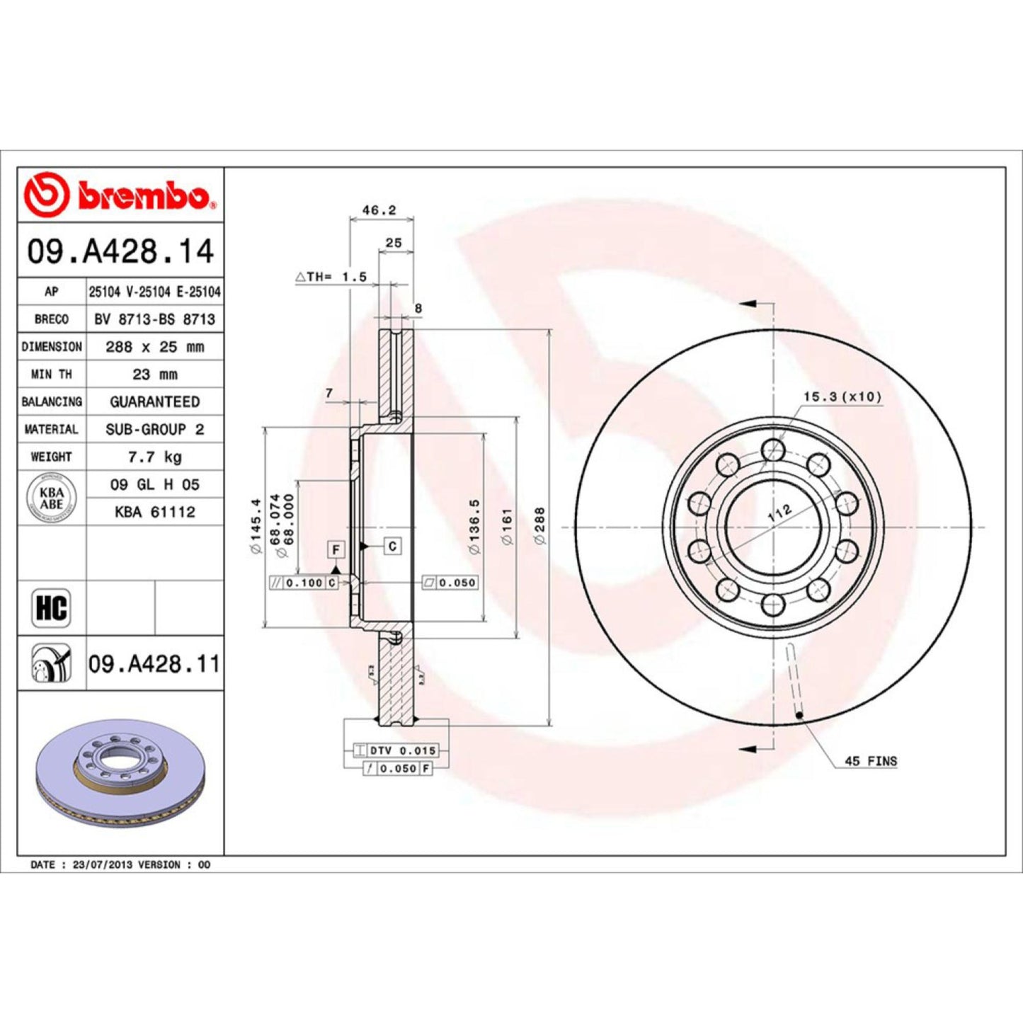 Disco De Freno Delantero Para Volkswagen Passat 1999-2005