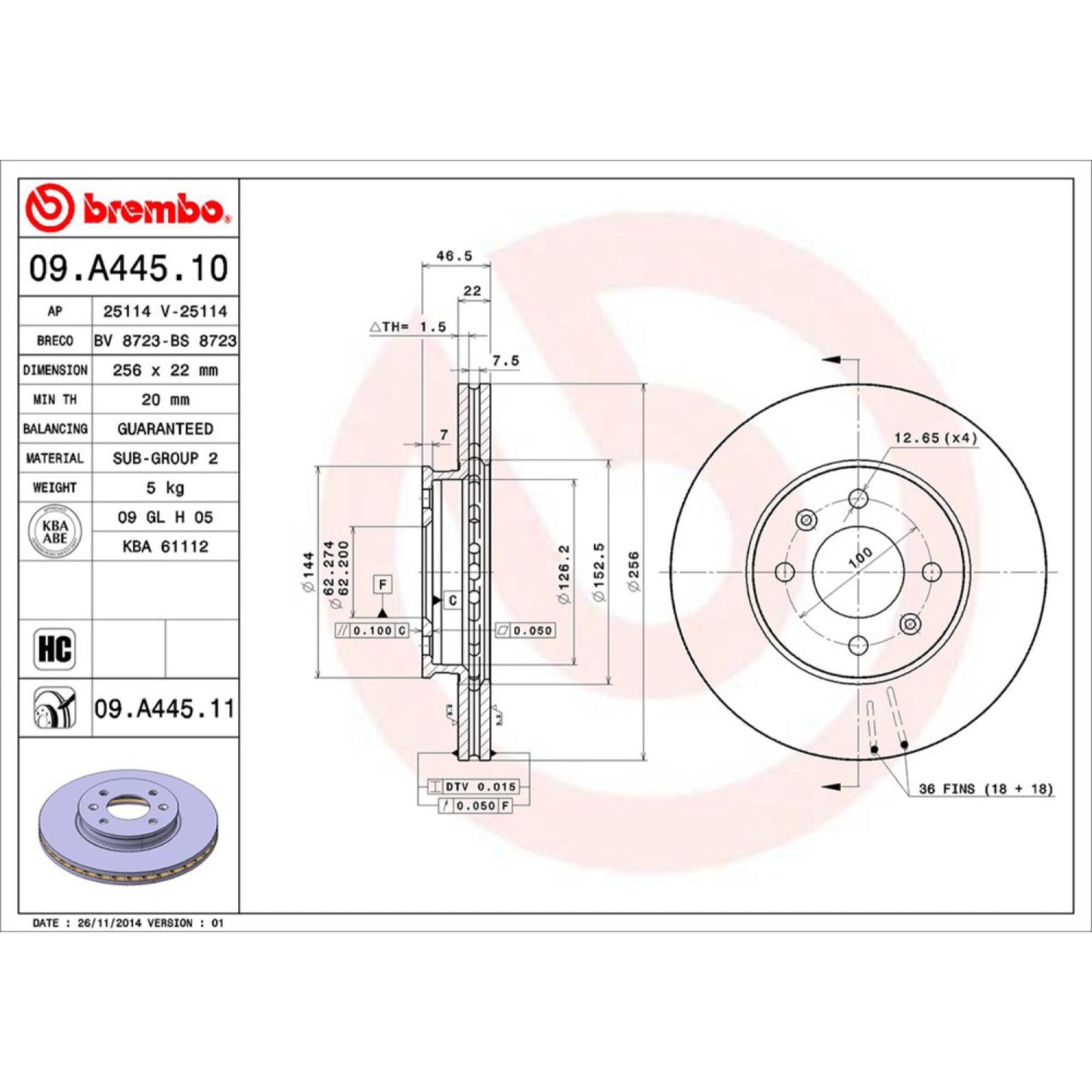 Disco De Freno Delantero Para Kia Rio 2006-2011