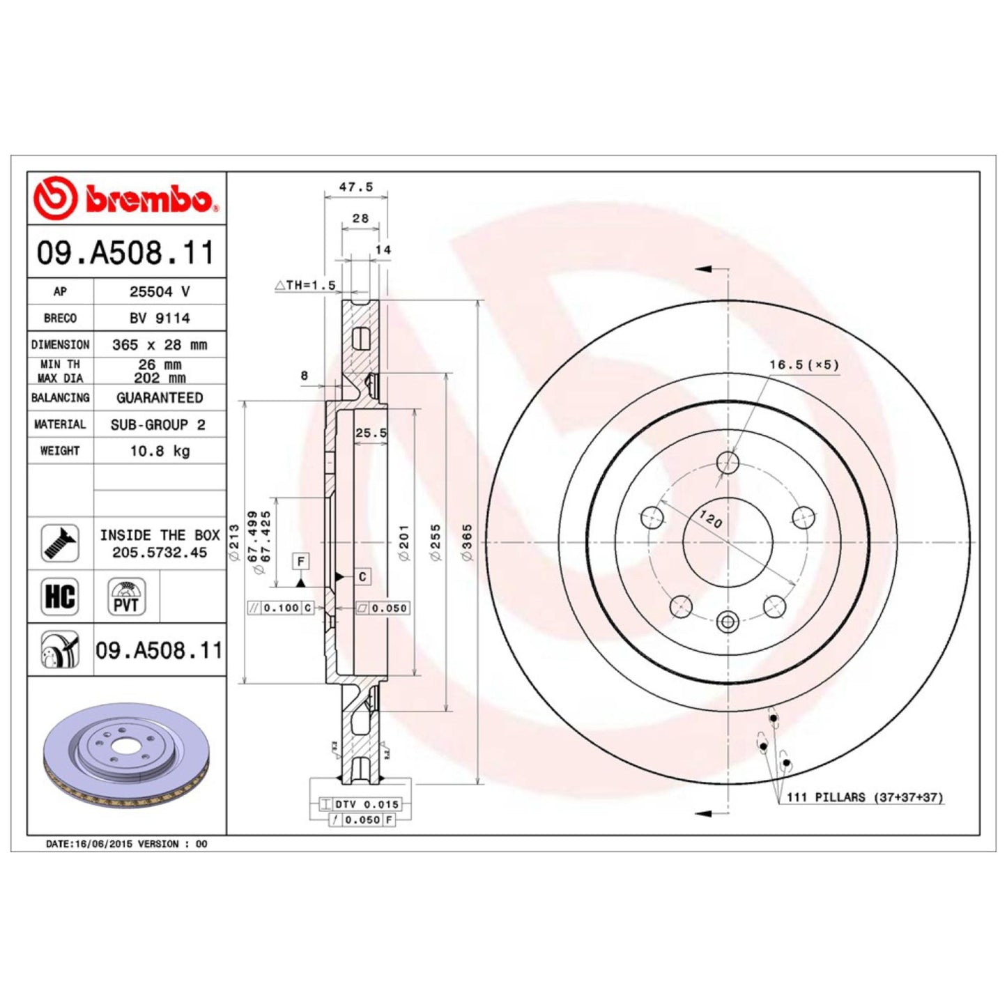 Disco De Freno Trasero Para Chevrolet Camaro 2010-2015