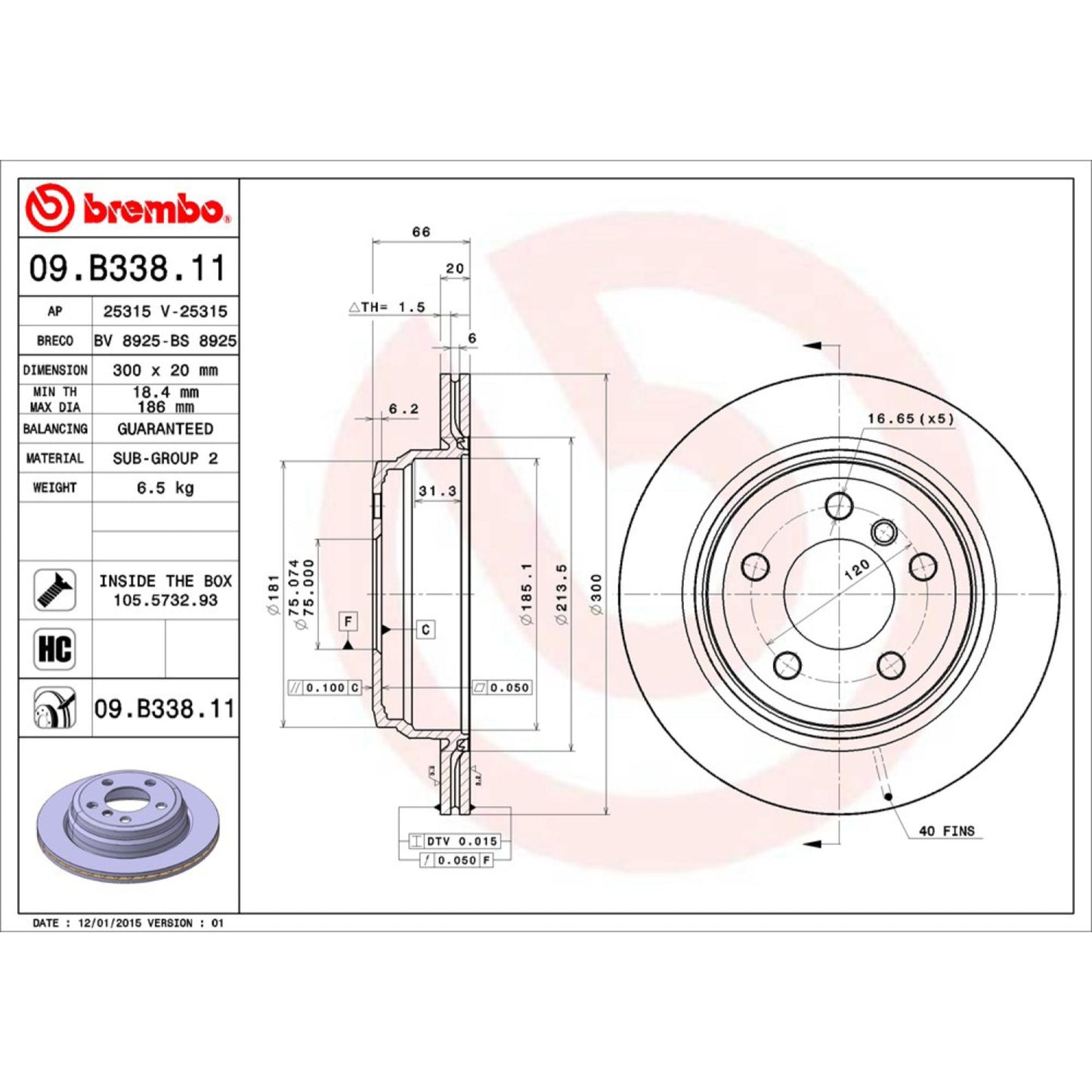 Disco De Freno Trasero Para Bmw 328I 2012-2016