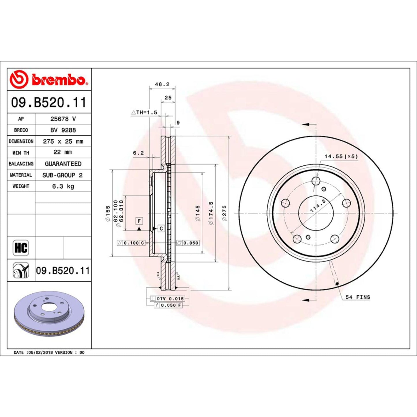 Disco De Freno Delantero Para Toyota Rav4 2006-2018