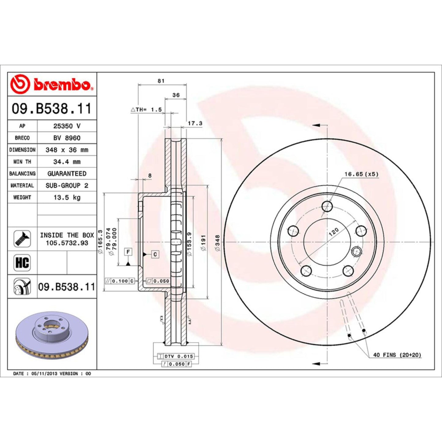 Disco De Freno Delantero Para Bmw 750Li 2006-2008