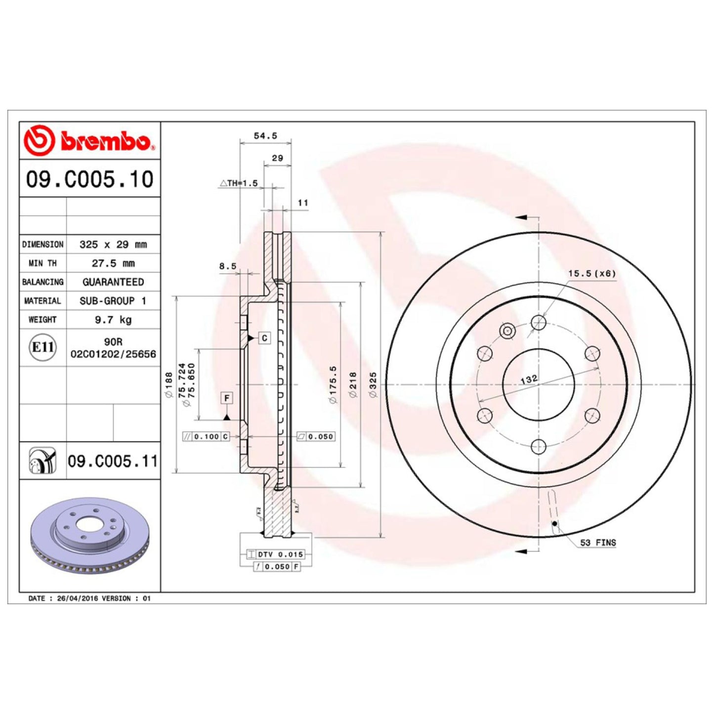 Disco De Freno Delantero Para Gmc Acadia 2007-2016
