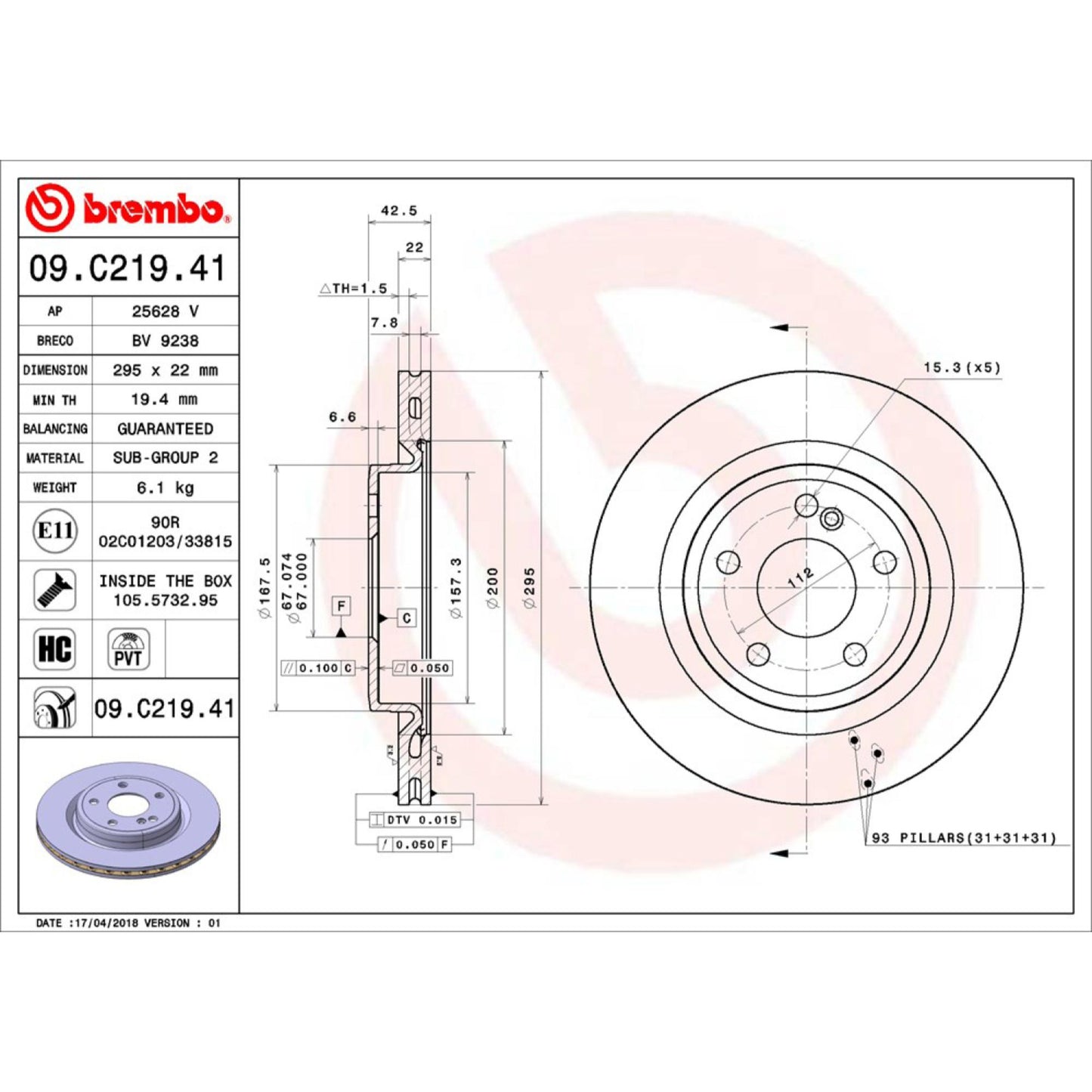 Disco De Freno Trasero Para Mercedes-Benz Cla250 2014-2018