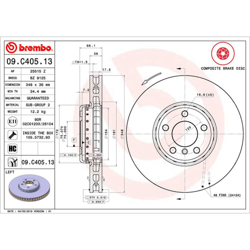 Disco De Freno Delantero Para Bmw 740I 2011-2015