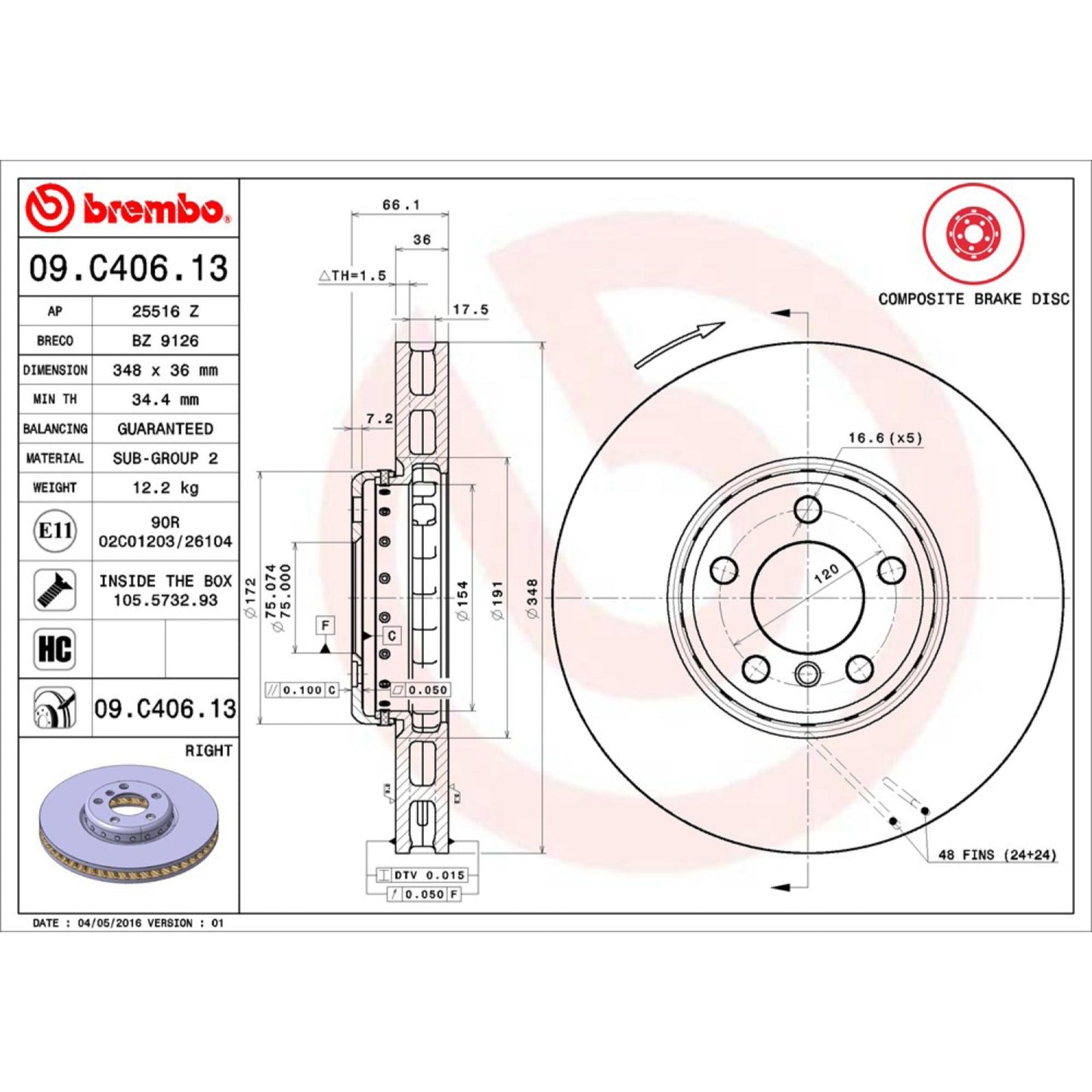 Disco De Freno Delantero Para Bmw 740I 2011-2015
