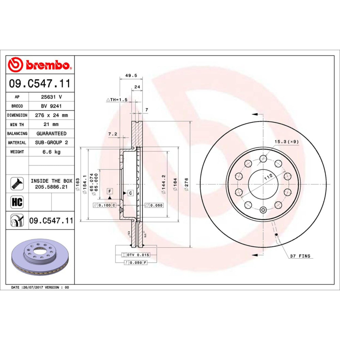 Disco De Freno Delantero Para Seat Leon 2012-2019