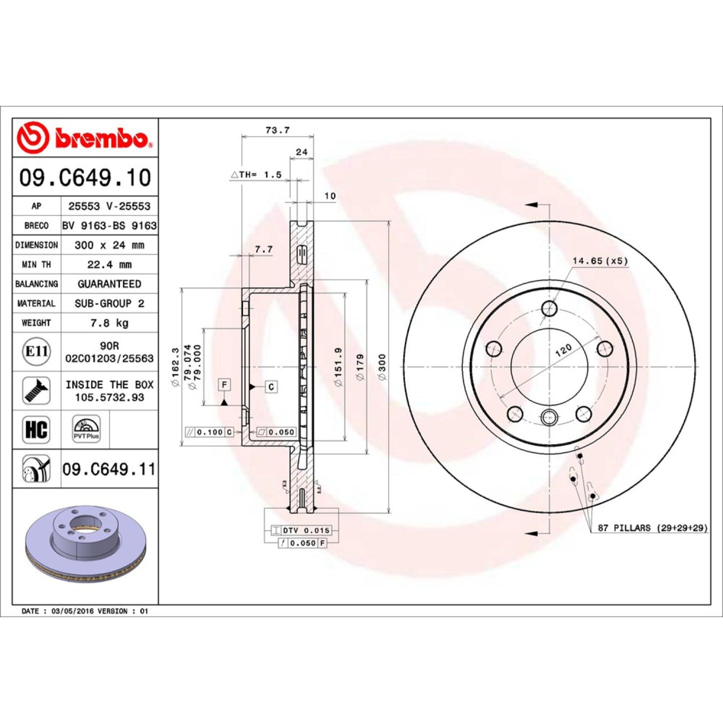Disco De Freno Delantero Para Bmw 325I 2006-2006