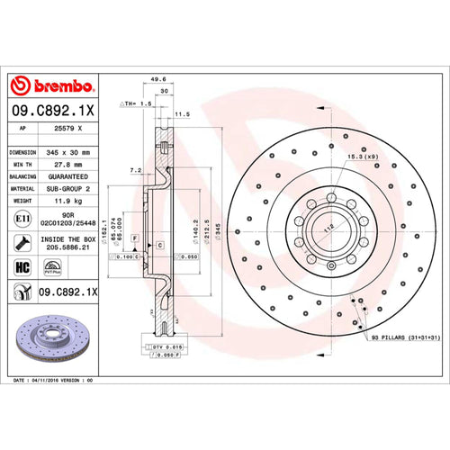 Disco De Freno Delantero Para Volkswagen Passat 2006-2010