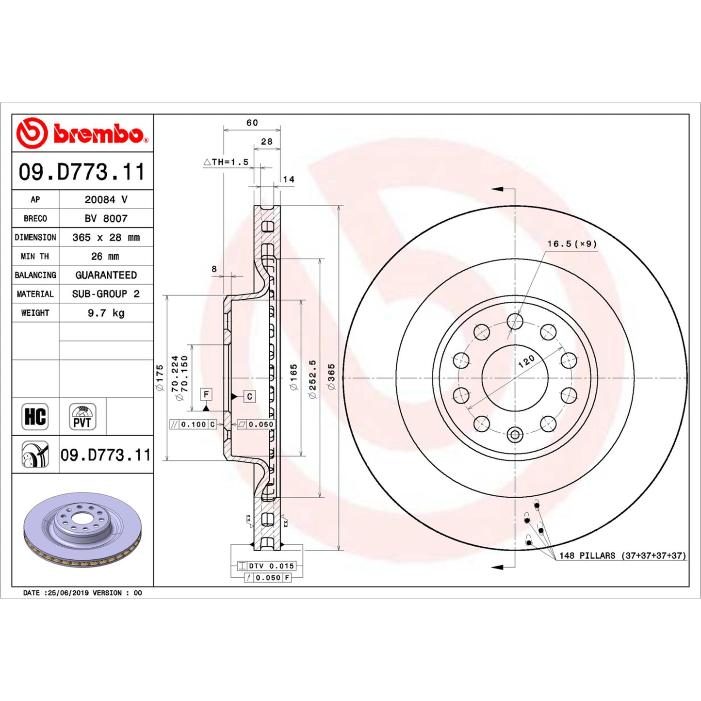 Disco De Freno Trasero Para Tesla S 2012-2020