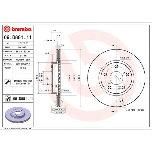 Disco De Freno Delantero Para Honda Civic 2016-2019
