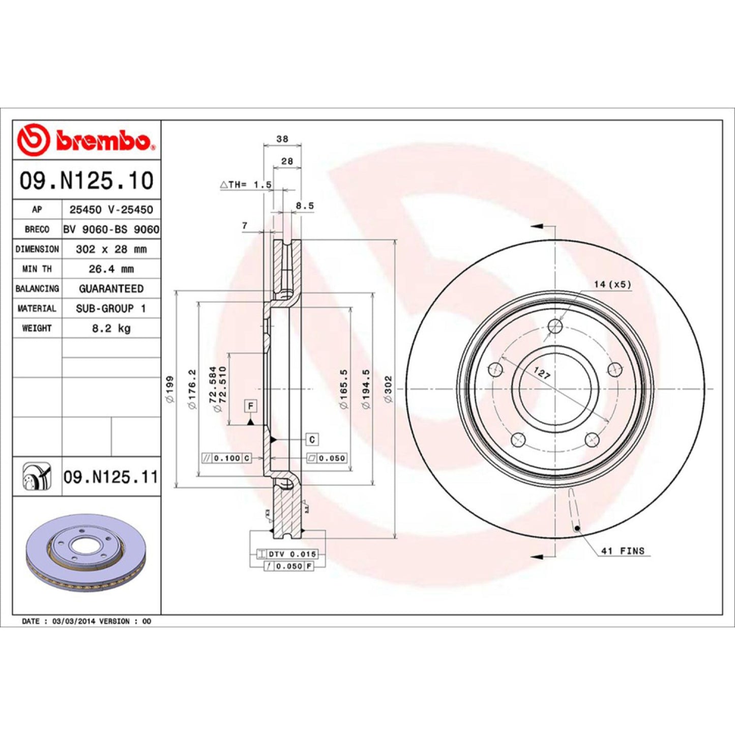 Disco De Freno Delantero Para Dodge Journey 2009-2013