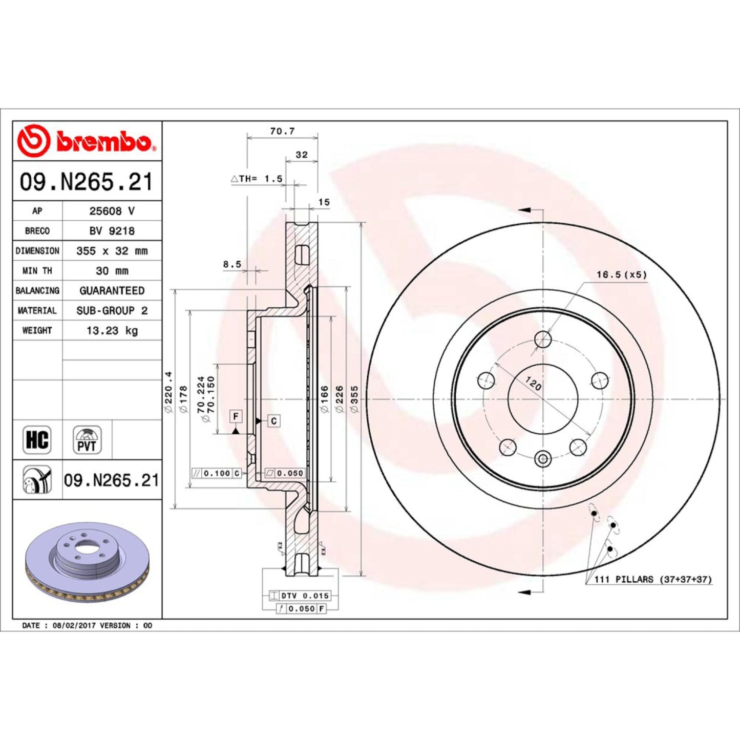 Disco De Freno Delantero Para Tesla S 2012-2020