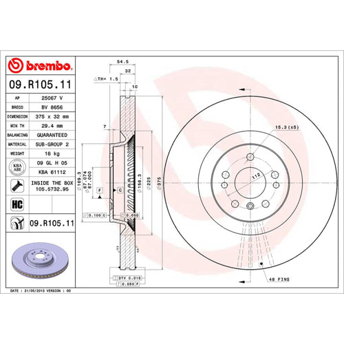 Disco De Freno Delantero Para Mercedes-Benz Ml500 2005-2009