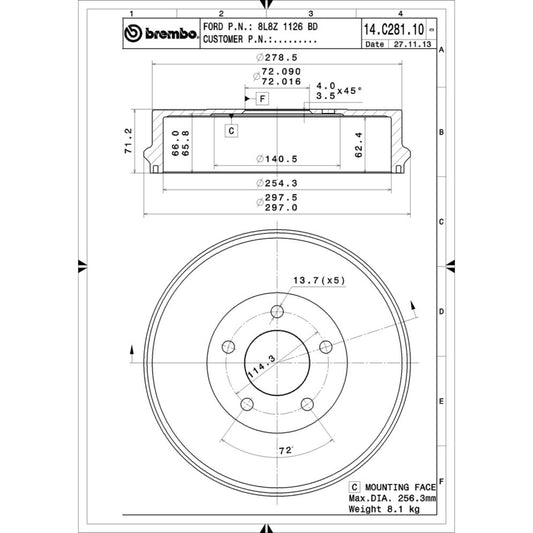 Tambor De Freno Trasero Para Ford Escape 2007-2012