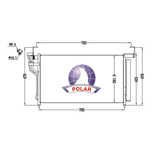 Condensador A/C Con Secador H 2000 Polar