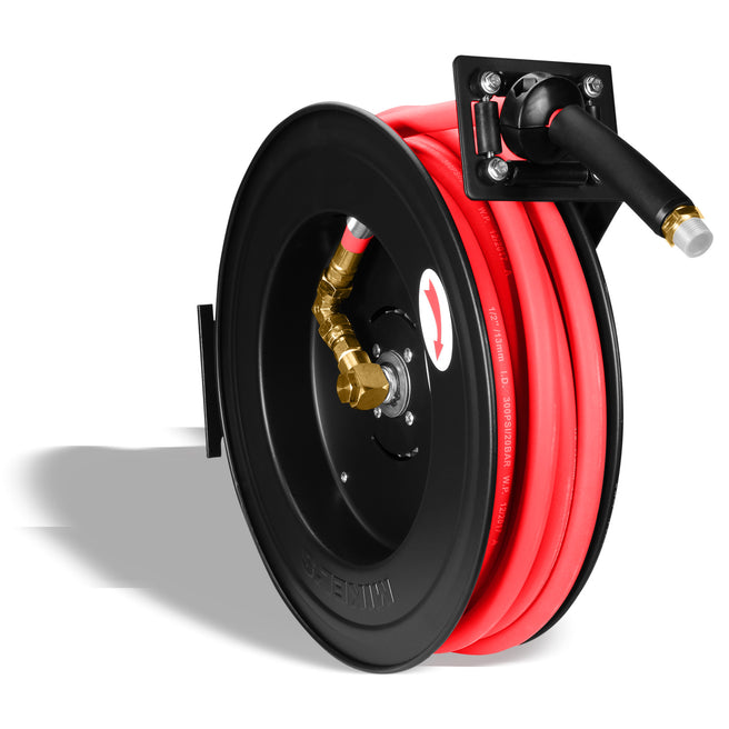 Carrete de acero con manguera, 1/2” sistema retractil (15 mts)