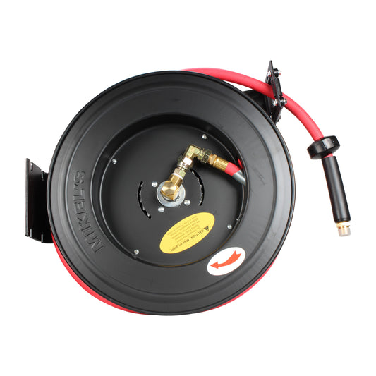 Carrete de acero con manguera, 1/2” sistema retractil (15 mts)