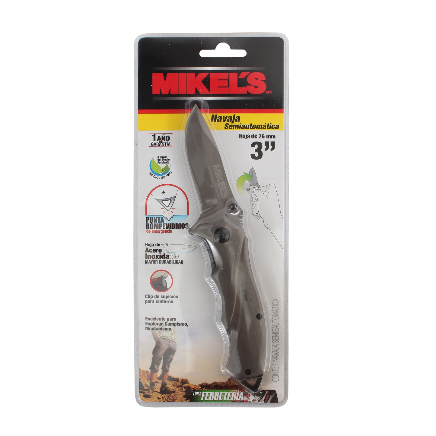 Navaja semiautomatica de 3" (7.5 cms)
