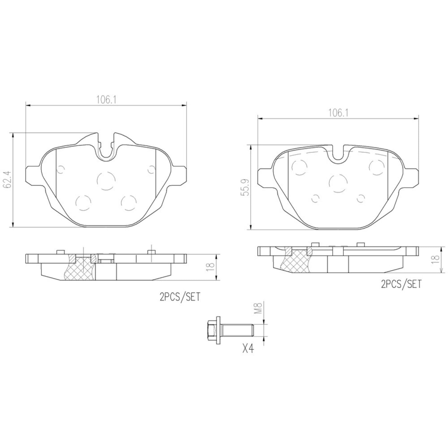 Balatas De Freno Trasera Para Bmw X3 2012-2014