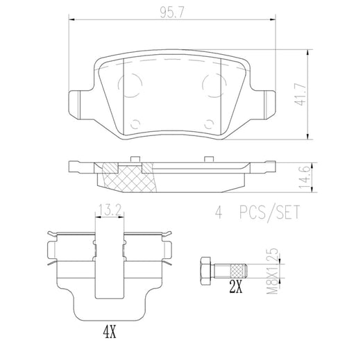Balatas De Freno Trasera Para Mercedes-Benz B200 2006-2011