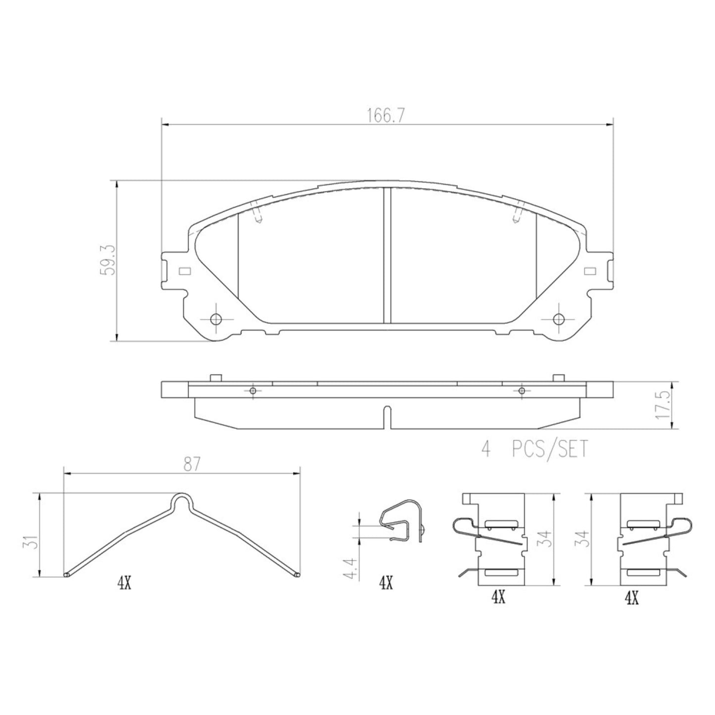 Balatas De Freno Delantera Para Toyota Highlander 2008-2019