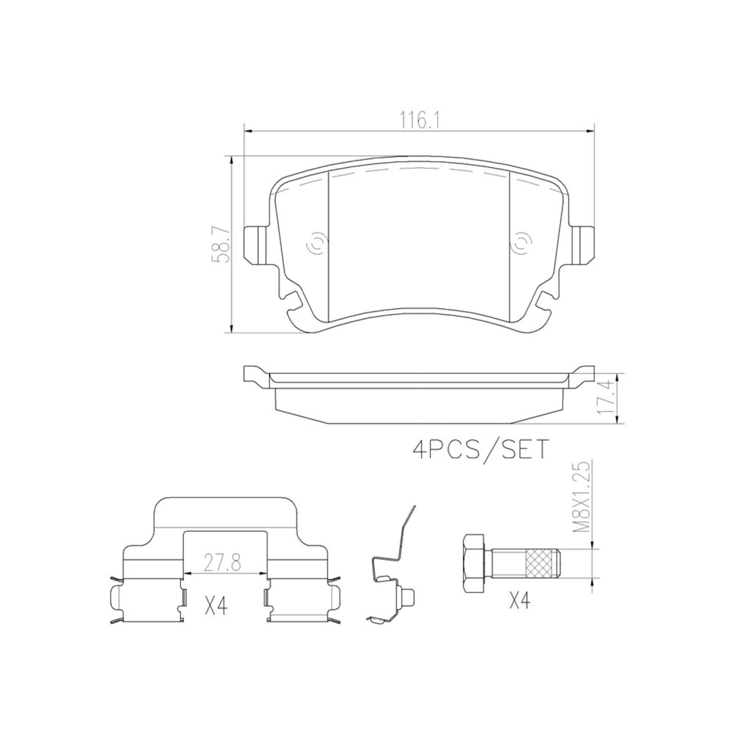 Balatas De Freno Trasera Para Audi S4 2004-2009