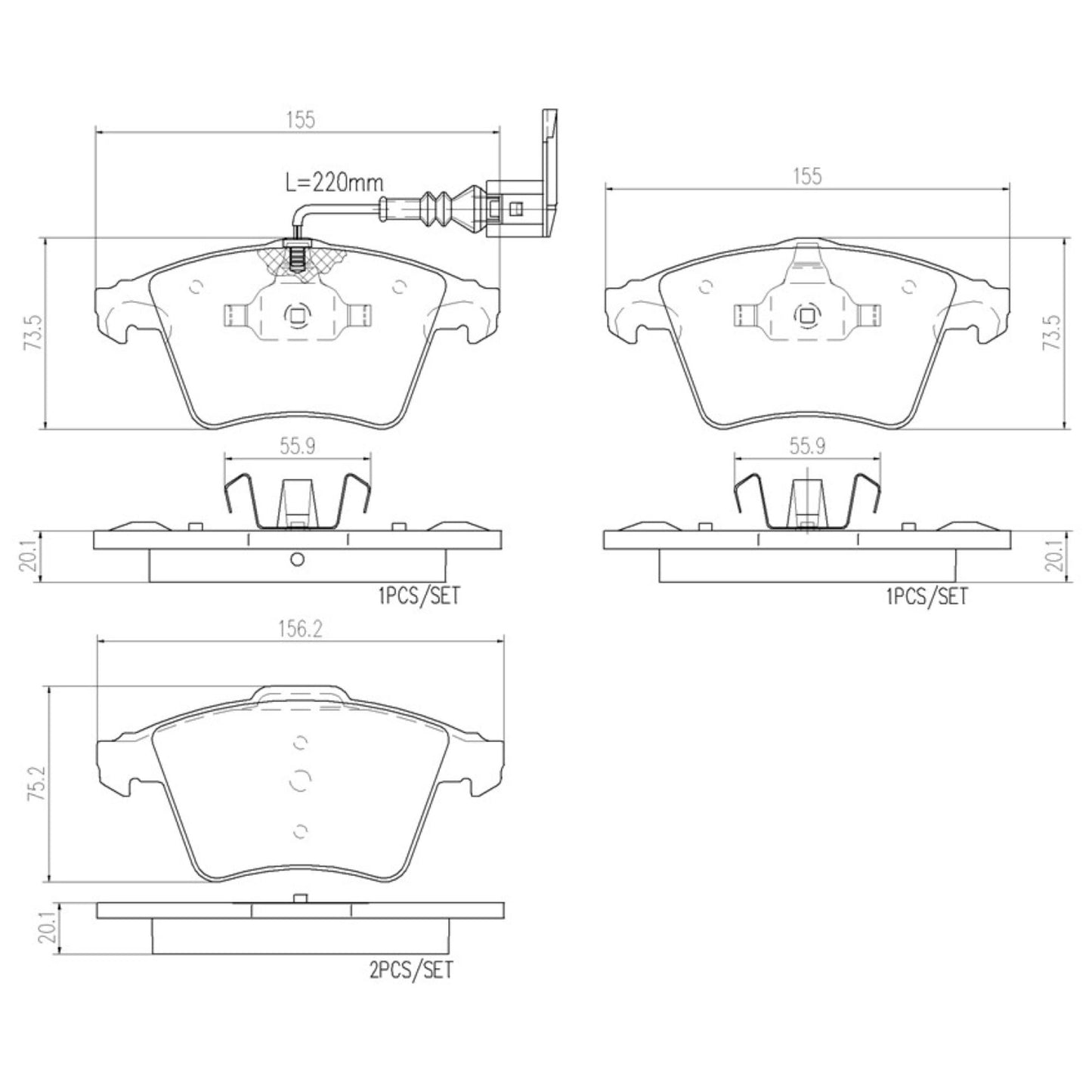 Balatas De Freno Delantera Para Volkswagen Eurovan 2006-2009