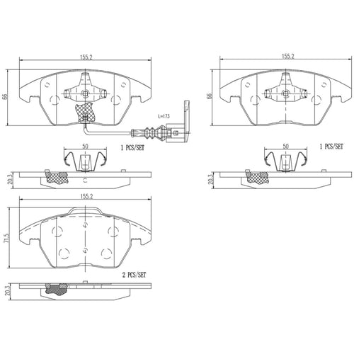 Balatas De Freno Delantera Para Audi A3 2004-2013