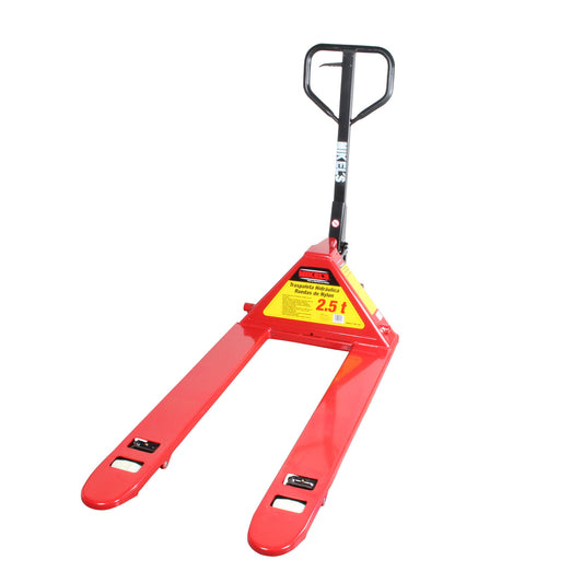 Patin hidraulico transpaleta con ruedas de nylon sistema sencillo (2.5 ton)