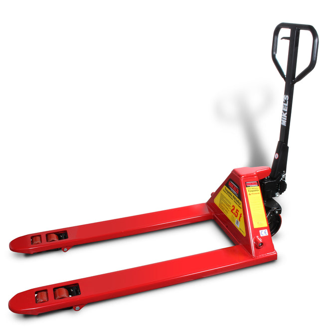 Patin hidraulico transpaleta con ruedas de poliuretano sistema tandem (2.5 ton)