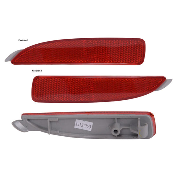 Cuarto Reflejante Trasero Lateral Mz 3 04-09 Izq/14-18 4 Puertas Izq/6 14-18 Izq/5 06-10 Der/5 11-15 Rojo Depo Izq
